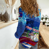 Belize One Flag One Heart Women Casual Shirt Caribbean Heartbeat - Where Compass Meets Culture