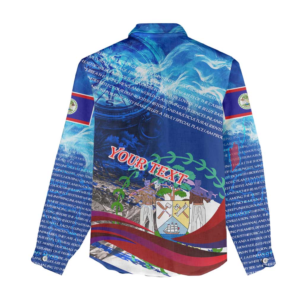 Belize One Flag One Heart Women Casual Shirt Caribbean Heartbeat - Where Compass Meets Culture