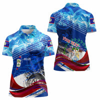 Belize One Flag One Heart Women Polo Shirt Caribbean Heartbeat - Where Compass Meets Culture