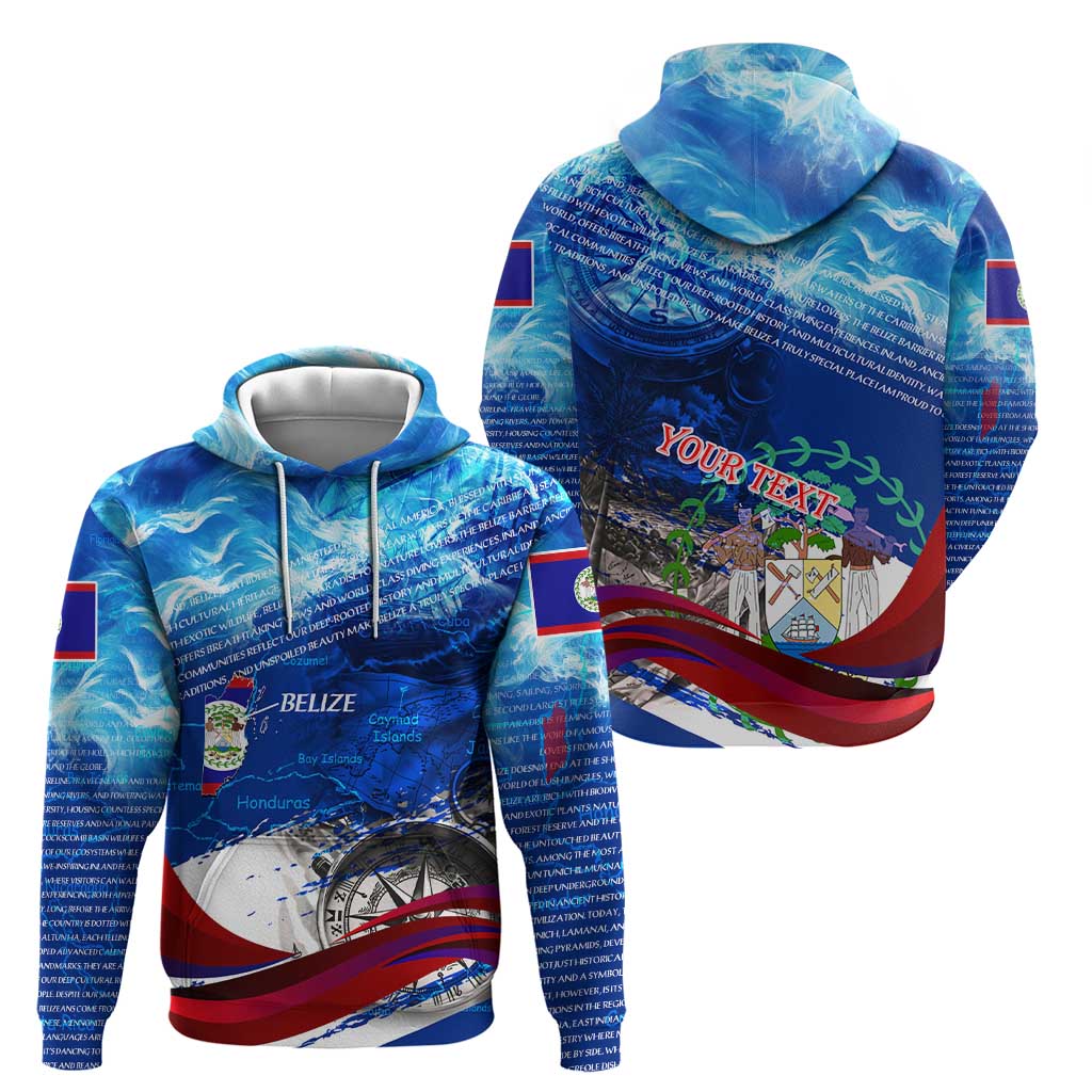 Belize One Flag One Heart Zip Hoodie Caribbean Heartbeat - Where Compass Meets Culture