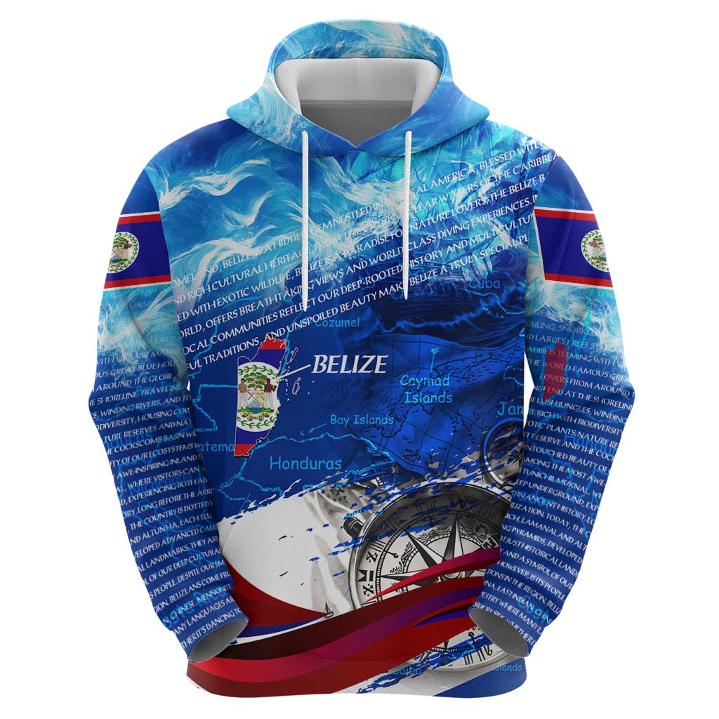 Belize One Flag One Heart Zip Hoodie Caribbean Heartbeat - Where Compass Meets Culture