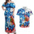 Sea Turtle Belize Couples Matching Off Shoulder Maxi Dress and Hawaiian Shirt Ocean Soul Tropical Spirit