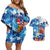 Sea Turtle Belize Couples Matching Off Shoulder Short Dress and Hawaiian Shirt Ocean Soul Tropical Spirit