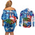 Sea Turtle Belize Couples Matching Off Shoulder Short Dress and Long Sleeve Button Shirt Ocean Soul Tropical Spirit
