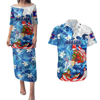 Sea Turtle Belize Couples Matching Puletasi and Hawaiian Shirt Ocean Soul Tropical Spirit