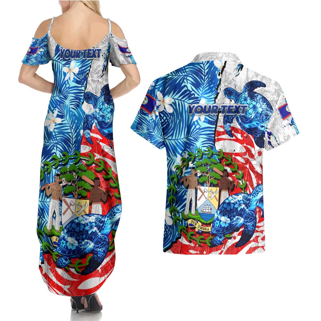 Sea Turtle Belize Couples Matching Summer Maxi Dress and Hawaiian Shirt Ocean Soul Tropical Spirit
