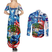 Sea Turtle Belize Couples Matching Summer Maxi Dress and Long Sleeve Button Shirt Ocean Soul Tropical Spirit