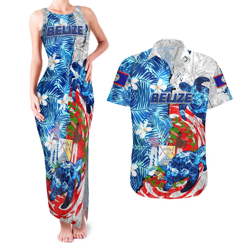 Sea Turtle Belize Couples Matching Tank Maxi Dress and Hawaiian Shirt Ocean Soul Tropical Spirit