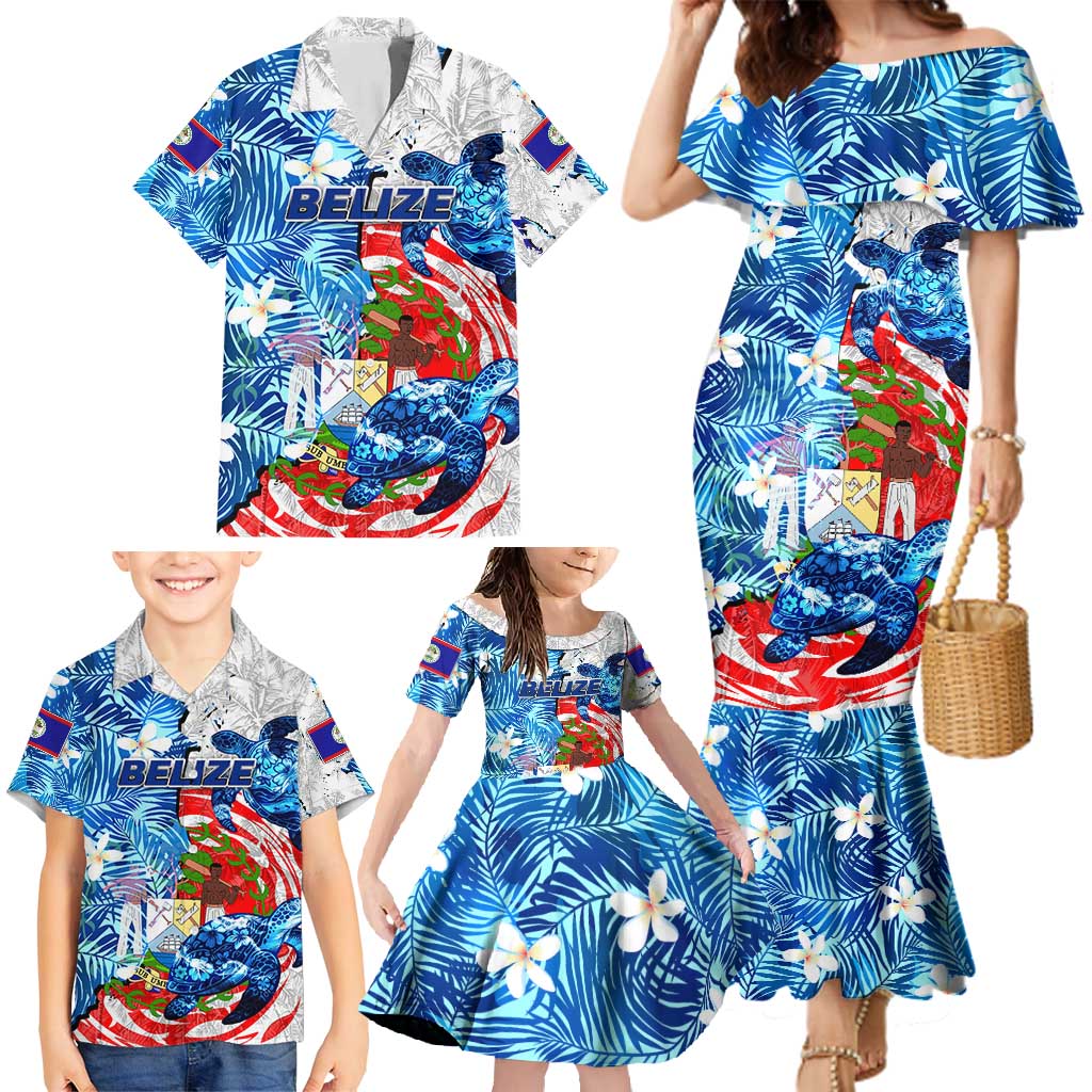 Sea Turtle Belize Family Matching Mermaid Dress and Hawaiian Shirt Ocean Soul Tropical Spirit