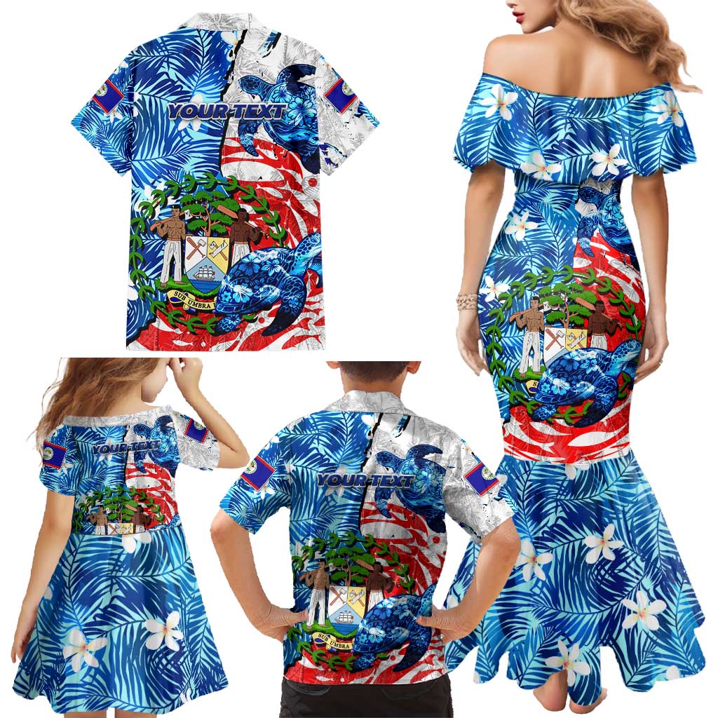 Sea Turtle Belize Family Matching Mermaid Dress and Hawaiian Shirt Ocean Soul Tropical Spirit