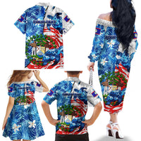Sea Turtle Belize Family Matching Off The Shoulder Long Sleeve Dress and Hawaiian Shirt Ocean Soul Tropical Spirit