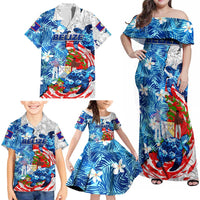 Sea Turtle Belize Family Matching Off Shoulder Maxi Dress and Hawaiian Shirt Ocean Soul Tropical Spirit