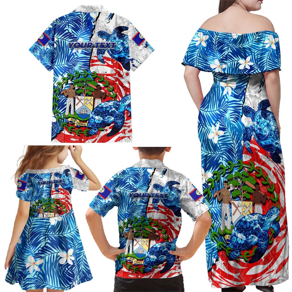 Sea Turtle Belize Family Matching Off Shoulder Maxi Dress and Hawaiian Shirt Ocean Soul Tropical Spirit