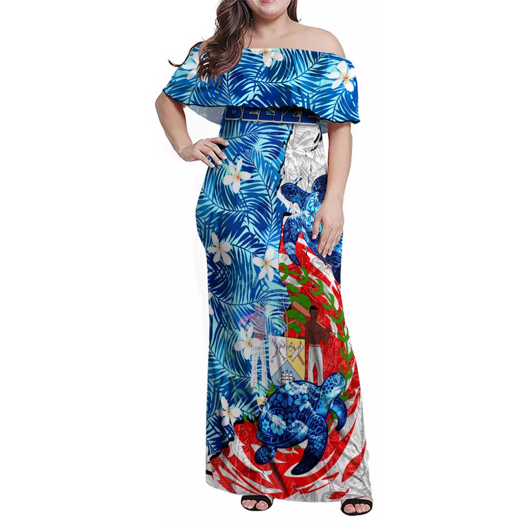 Sea Turtle Belize Family Matching Off Shoulder Maxi Dress and Hawaiian Shirt Ocean Soul Tropical Spirit