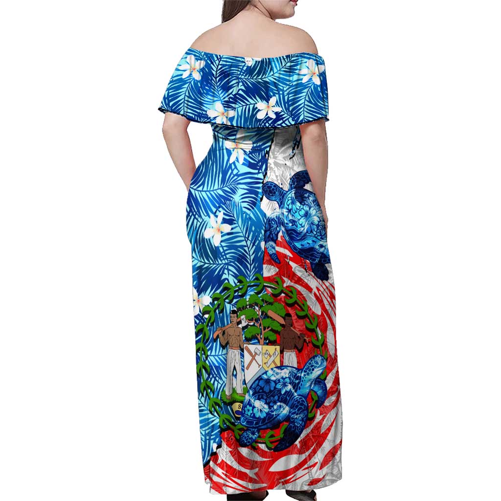 Sea Turtle Belize Family Matching Off Shoulder Maxi Dress and Hawaiian Shirt Ocean Soul Tropical Spirit
