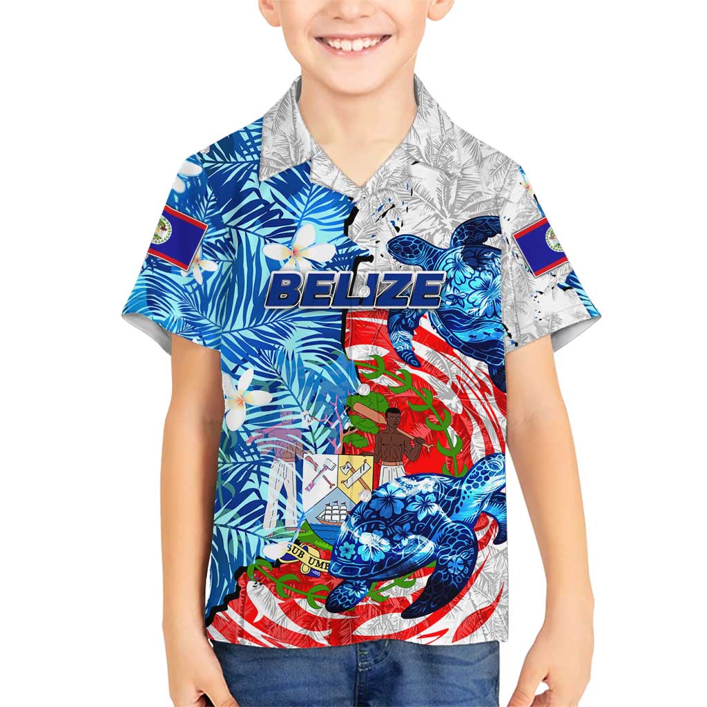Sea Turtle Belize Family Matching Off Shoulder Short Dress and Hawaiian Shirt Ocean Soul Tropical Spirit