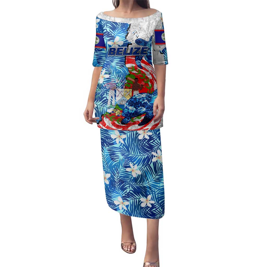 Sea Turtle Belize Family Matching Puletasi and Hawaiian Shirt Ocean Soul Tropical Spirit