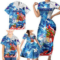 Sea Turtle Belize Family Matching Short Sleeve Bodycon Dress and Hawaiian Shirt Ocean Soul Tropical Spirit