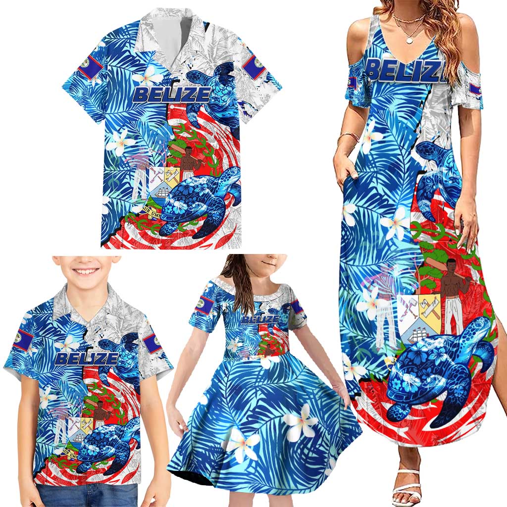 Sea Turtle Belize Family Matching Summer Maxi Dress and Hawaiian Shirt Ocean Soul Tropical Spirit