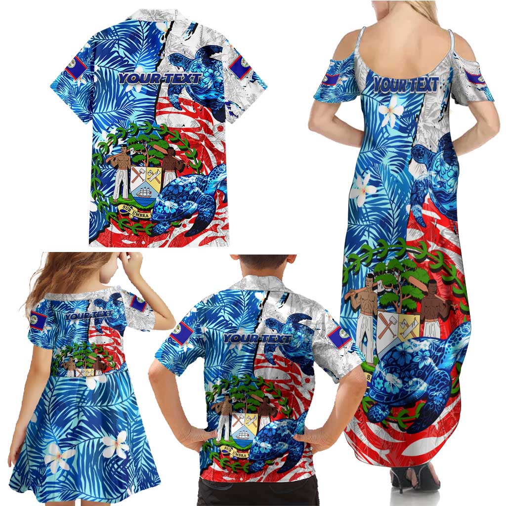 Sea Turtle Belize Family Matching Summer Maxi Dress and Hawaiian Shirt Ocean Soul Tropical Spirit