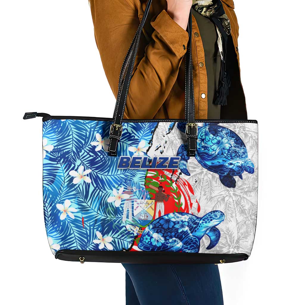 Sea Turtle Belize Leather Tote Bag Ocean Soul Tropical Spirit