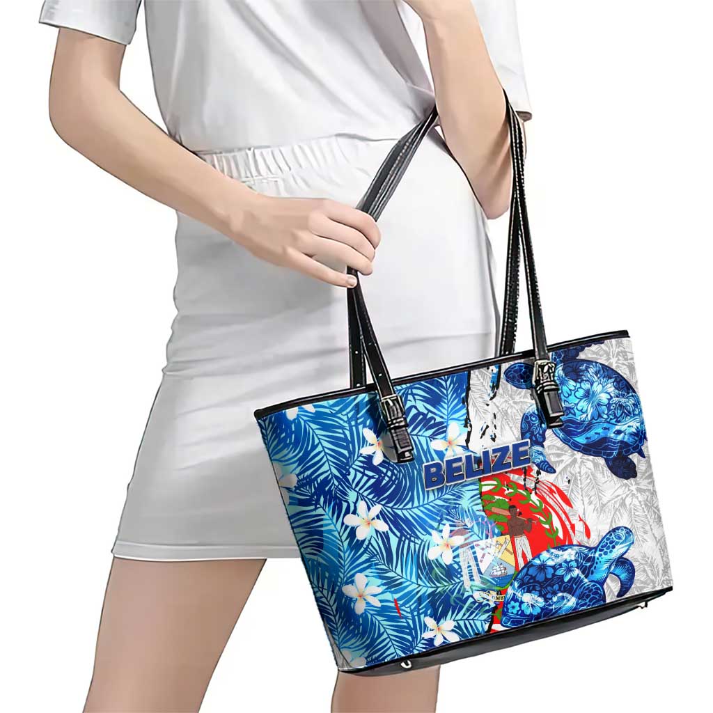 Sea Turtle Belize Leather Tote Bag Ocean Soul Tropical Spirit