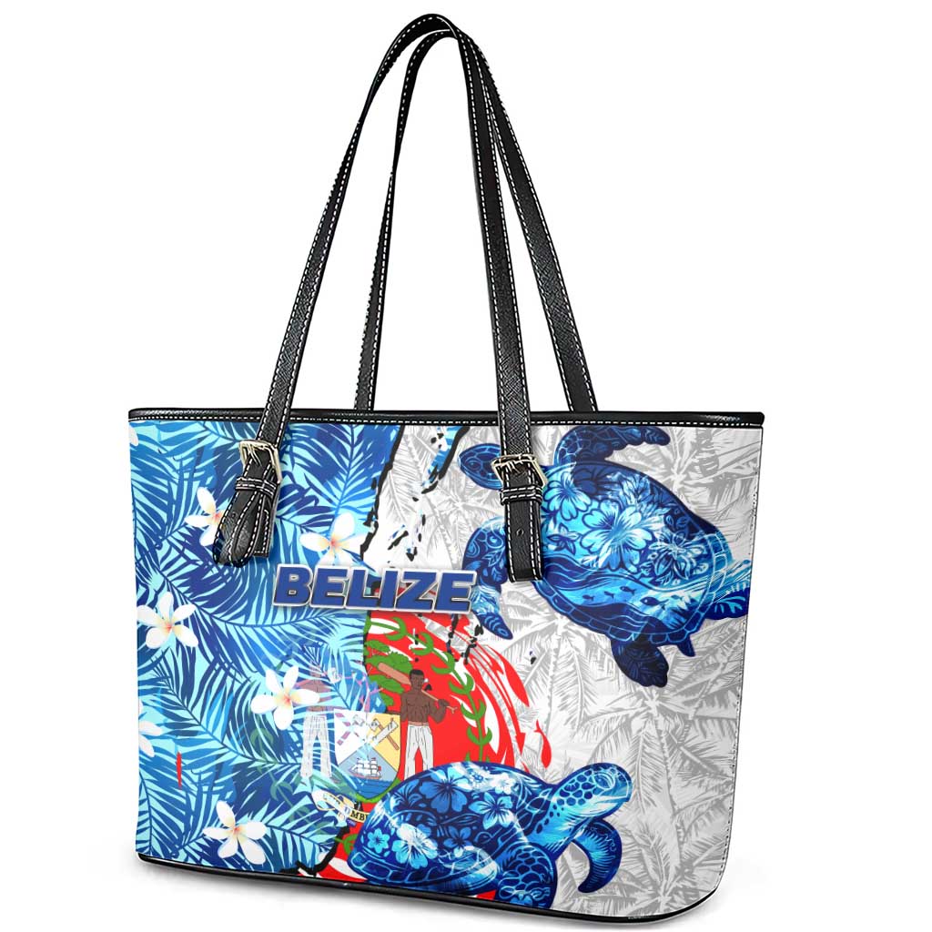Sea Turtle Belize Leather Tote Bag Ocean Soul Tropical Spirit