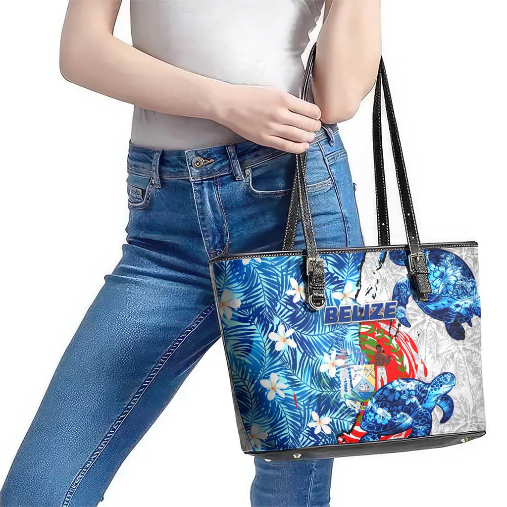 Sea Turtle Belize Leather Tote Bag Ocean Soul Tropical Spirit