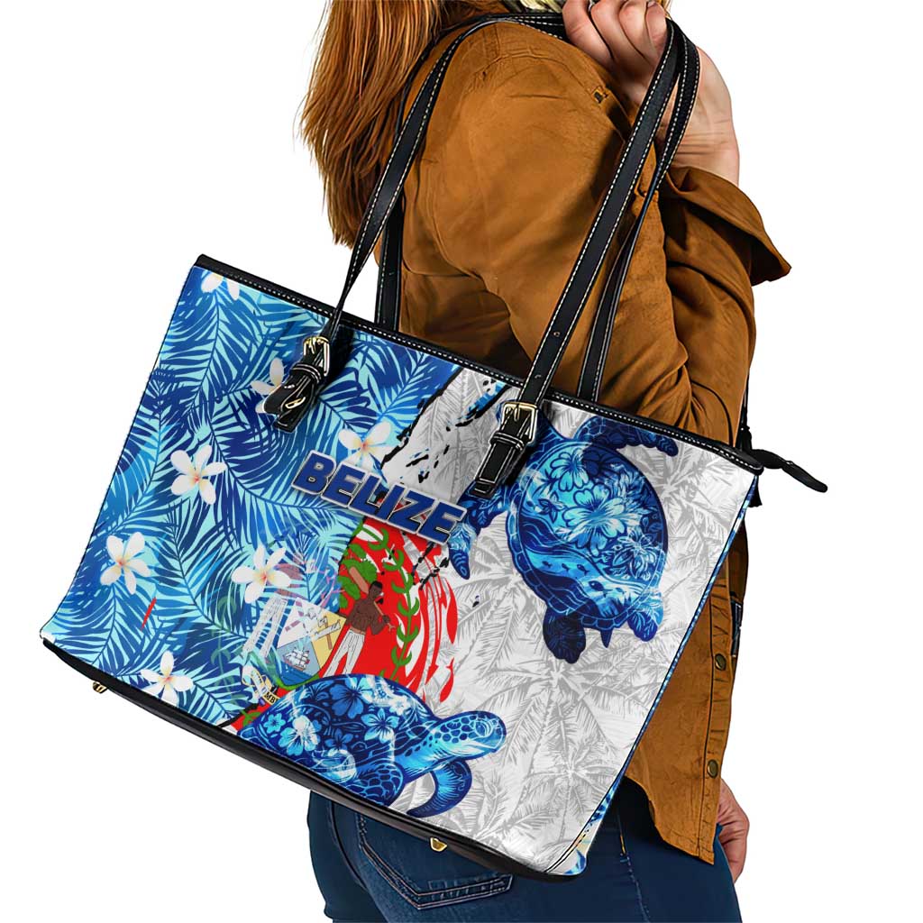 Sea Turtle Belize Leather Tote Bag Ocean Soul Tropical Spirit