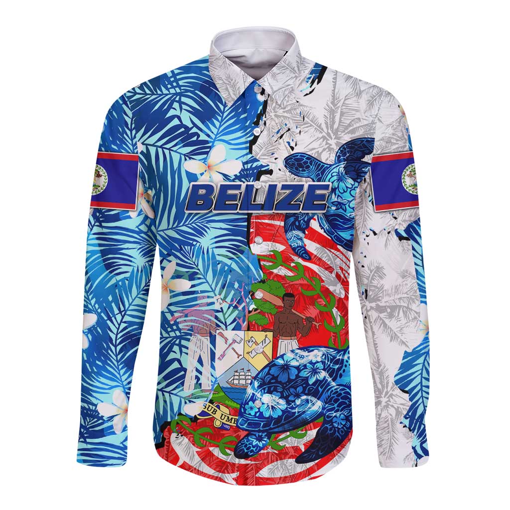 Sea Turtle Belize Long Sleeve Button Shirt Ocean Soul Tropical Spirit