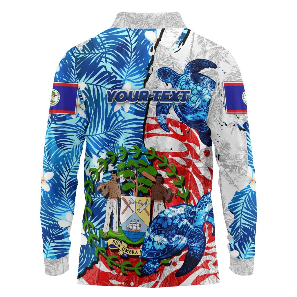 Sea Turtle Belize Long Sleeve Polo Shirt Ocean Soul Tropical Spirit