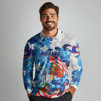 Sea Turtle Belize Long Sleeve Polo Shirt Ocean Soul Tropical Spirit