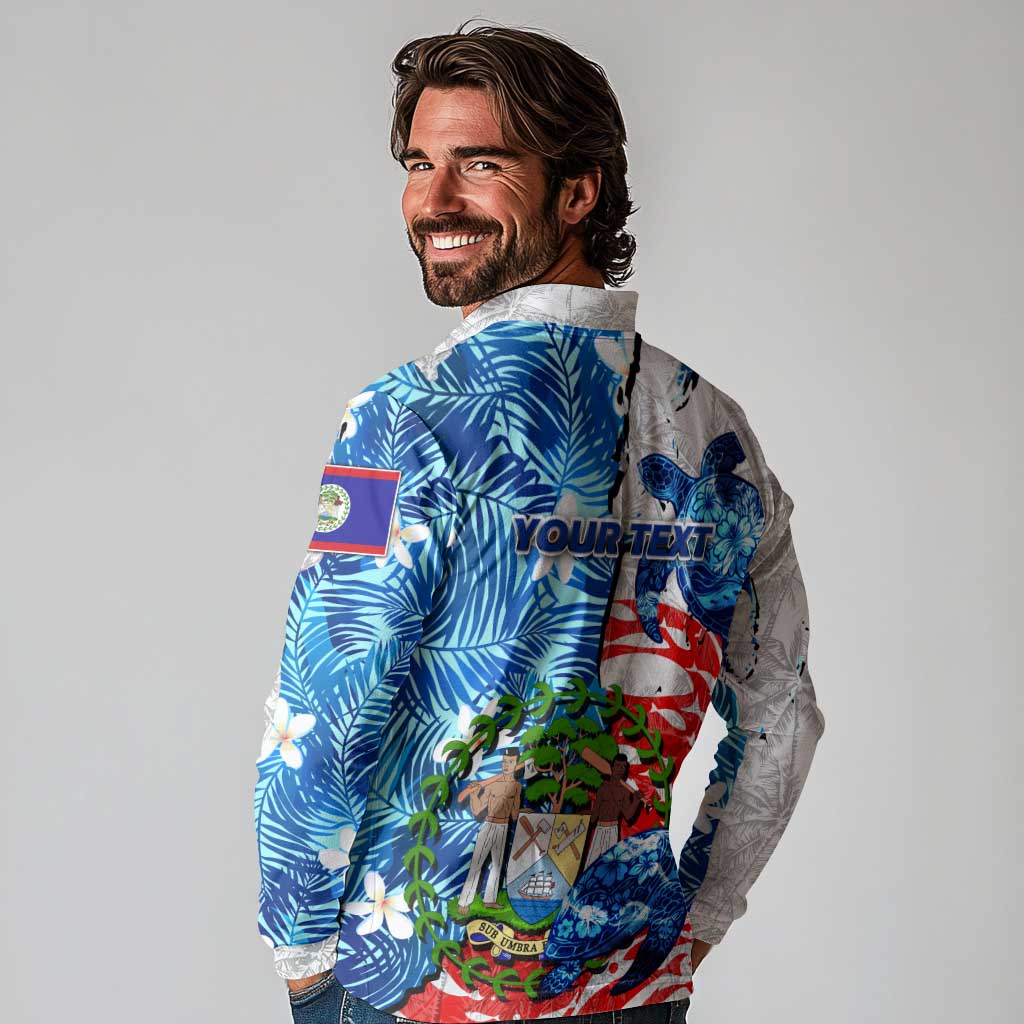 Sea Turtle Belize Long Sleeve Polo Shirt Ocean Soul Tropical Spirit