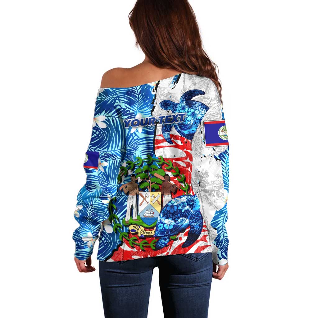 Sea Turtle Belize Off Shoulder Sweater Ocean Soul Tropical Spirit