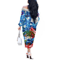 Sea Turtle Belize Off The Shoulder Long Sleeve Dress Ocean Soul Tropical Spirit