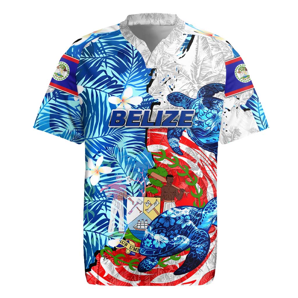 Sea Turtle Belize Rugby Jersey Ocean Soul Tropical Spirit