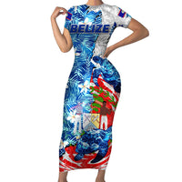 Sea Turtle Belize Short Sleeve Bodycon Dress Ocean Soul Tropical Spirit