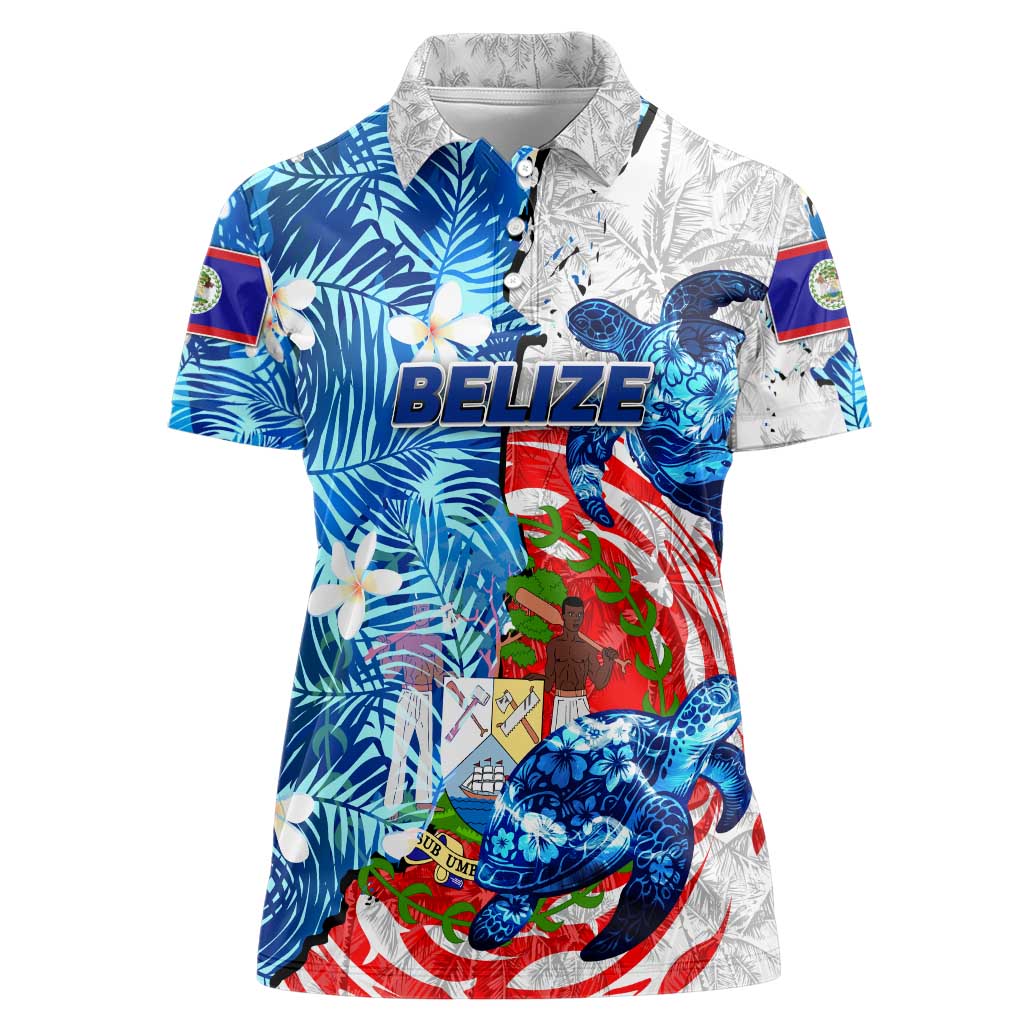 Sea Turtle Belize Women Polo Shirt Ocean Soul Tropical Spirit