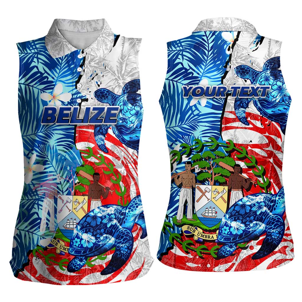 Sea Turtle Belize Women Sleeveless Polo Shirt Ocean Soul Tropical Spirit
