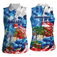 Sea Turtle Belize Women Sleeveless Polo Shirt Ocean Soul Tropical Spirit