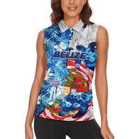 Sea Turtle Belize Women Sleeveless Polo Shirt Ocean Soul Tropical Spirit