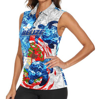 Sea Turtle Belize Women Sleeveless Polo Shirt Ocean Soul Tropical Spirit
