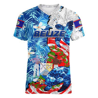 Sea Turtle Belize Women V-Neck T-Shirt Ocean Soul Tropical Spirit