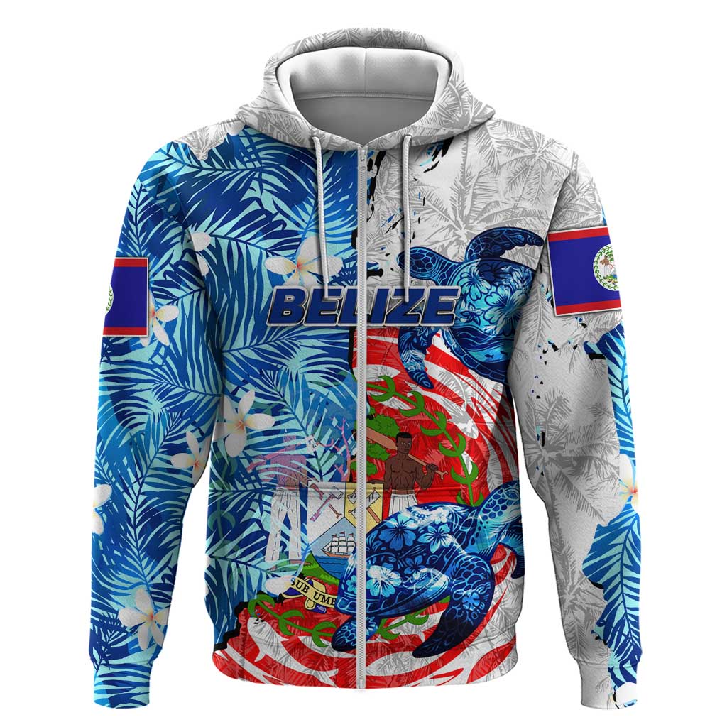 Sea Turtle Belize Zip Hoodie Ocean Soul Tropical Spirit