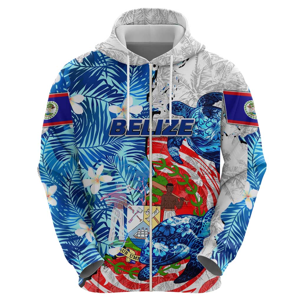 Sea Turtle Belize Zip Hoodie Ocean Soul Tropical Spirit