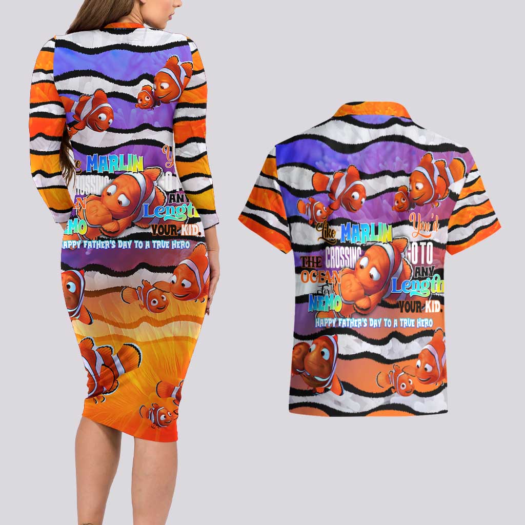 The Ocean Best Dad Couples Matching Long Sleeve Bodycon Dress and Hawaiian Shirt Like Marlin Happy Fathers Day To a True Hero - Wonder Print Shop