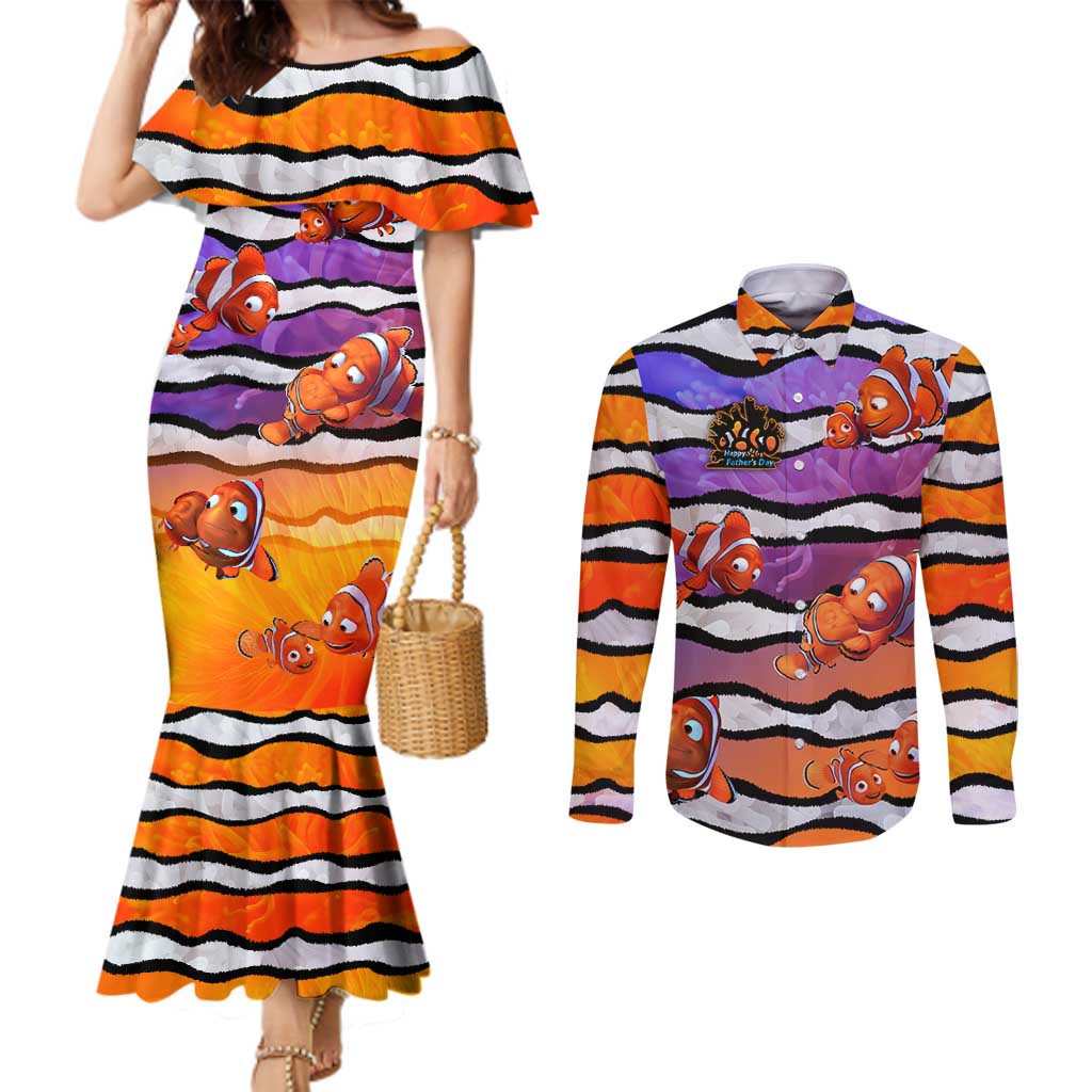 The Ocean Best Dad Couples Matching Mermaid Dress and Long Sleeve Button Shirt Like Marlin Happy Fathers Day To a True Hero - Wonder Print Shop