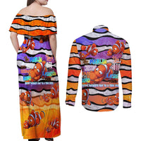 The Ocean Best Dad Couples Matching Off Shoulder Maxi Dress and Long Sleeve Button Shirt Like Marlin Happy Fathers Day To a True Hero - Wonder Print Shop