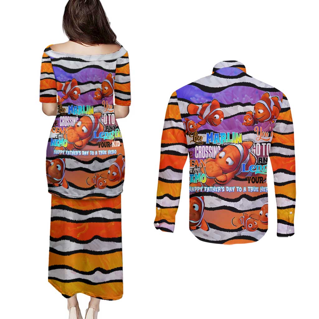 The Ocean Best Dad Couples Matching Puletasi and Long Sleeve Button Shirt Like Marlin Happy Fathers Day To a True Hero - Wonder Print Shop