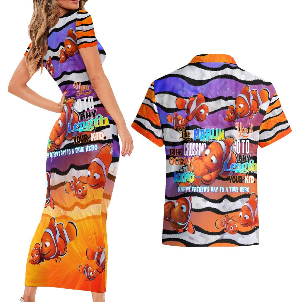The Ocean Best Dad Couples Matching Short Sleeve Bodycon Dress and Hawaiian Shirt Like Marlin Happy Fathers Day To a True Hero - Wonder Print Shop